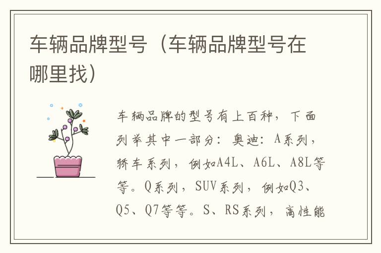 车辆品牌型号（车辆品牌型号在哪里找）