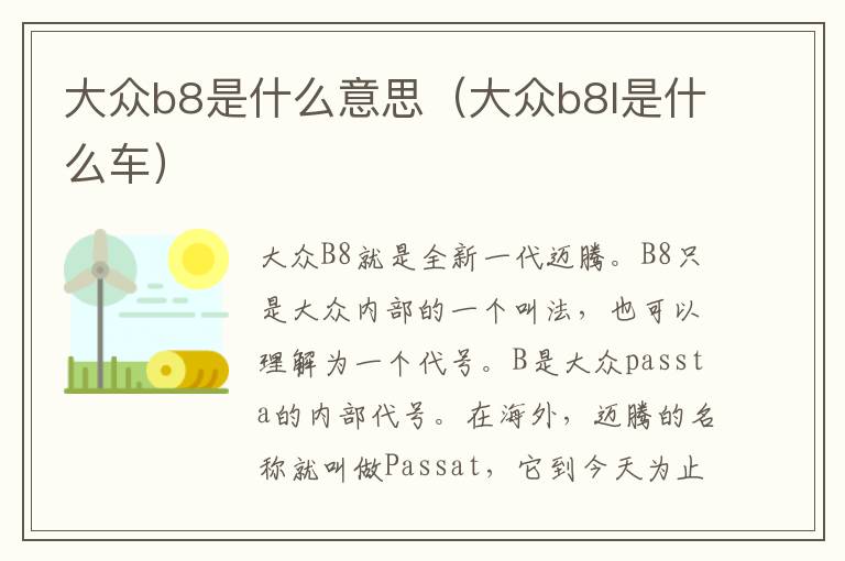 大众b8是什么意思（大众b8l是什么车）