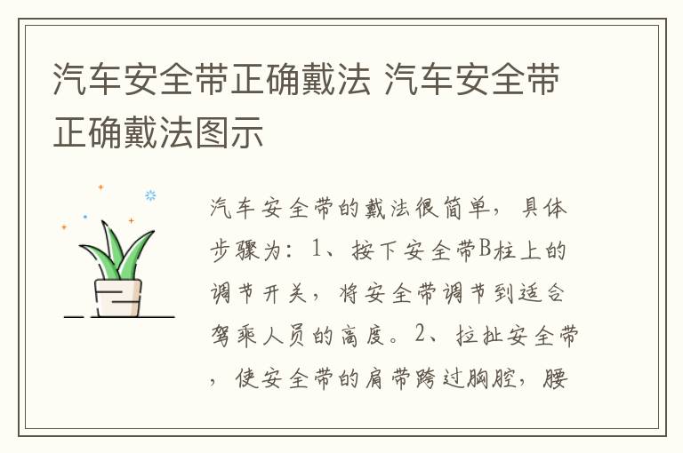 汽车安全带正确戴法 汽车安全带正确戴法图示