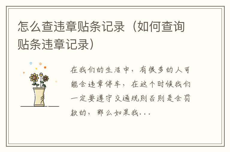 怎么查违章贴条记录（如何查询贴条违章记录）