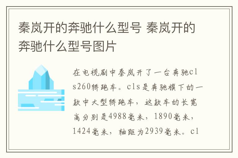 秦岚开的奔驰什么型号 秦岚开的奔驰什么型号图片