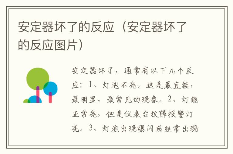 安定器坏了的反应（安定器坏了的反应图片）