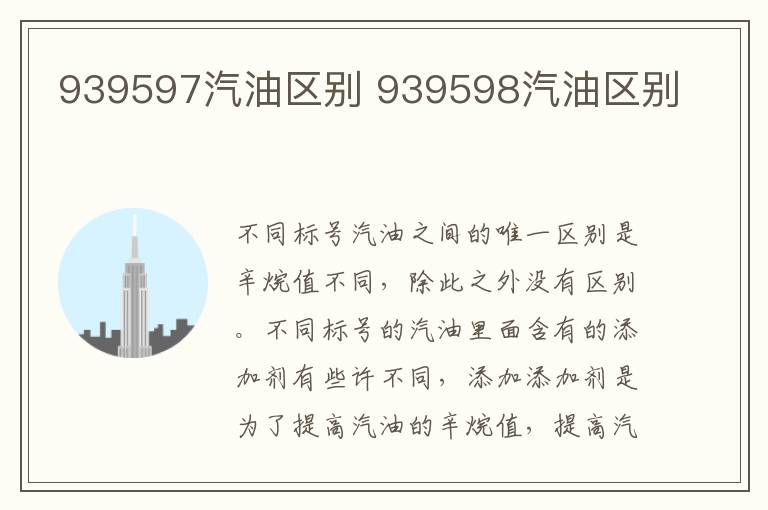 939597汽油区别 939598汽油区别
