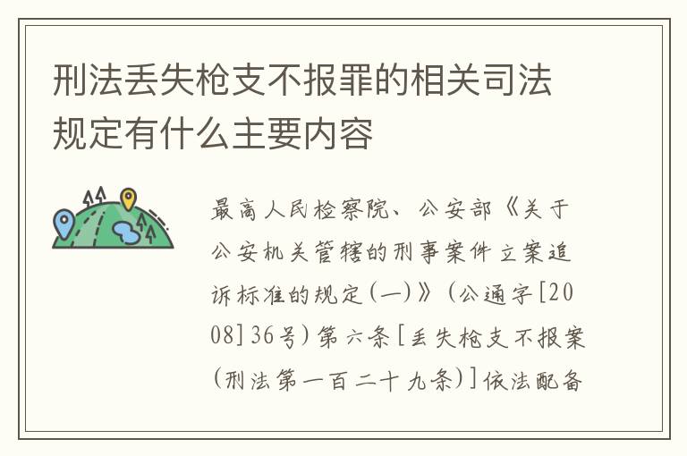 刑法丢失枪支不报罪的相关司法规定有什么主要内容