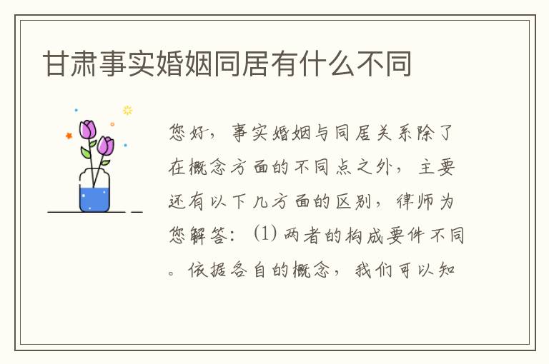 甘肃事实婚姻同居有什么不同