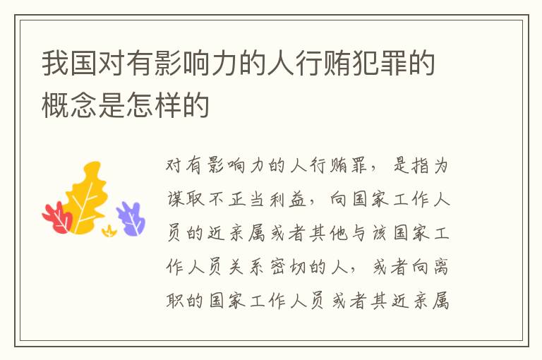 我国对有影响力的人行贿犯罪的概念是怎样的