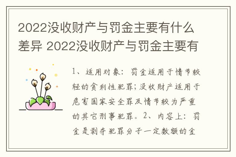 2022没收财产与罚金主要有什么差异 2022没收财产与罚金主要有什么差异呢