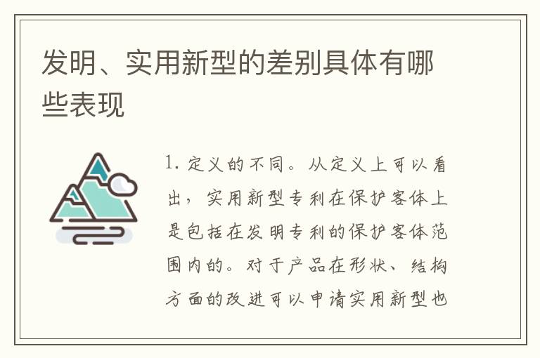 发明、实用新型的差别具体有哪些表现