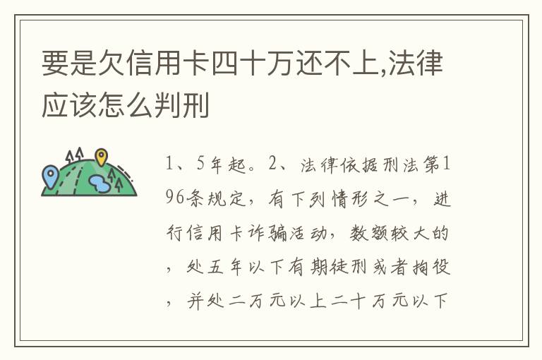 要是欠信用卡四十万还不上,法律应该怎么判刑