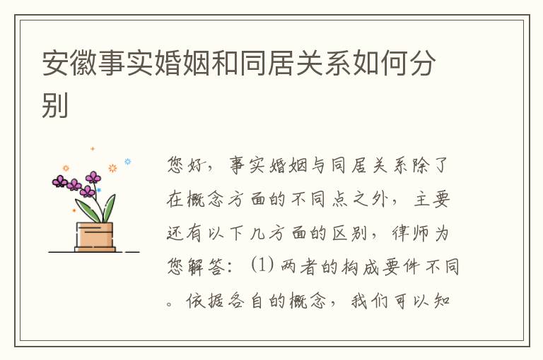 安徽事实婚姻和同居关系如何分别