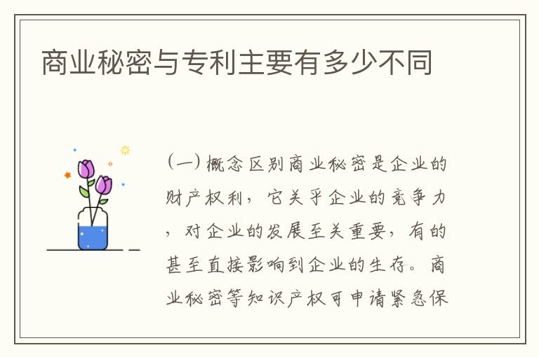商业秘密与专利主要有多少不同