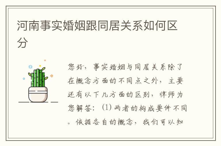 河南事实婚姻跟同居关系如何区分