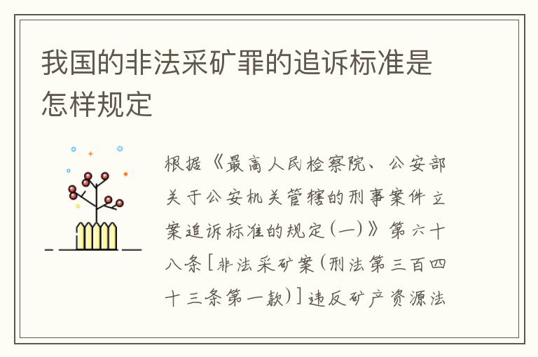 我国的非法采矿罪的追诉标准是怎样规定