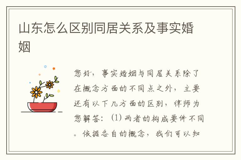 山东怎么区别同居关系及事实婚姻