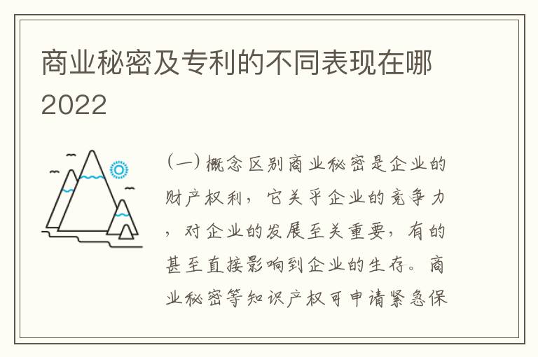 商业秘密及专利的不同表现在哪2022