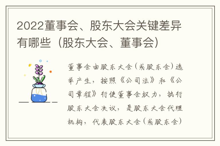 2022董事会、股东大会关键差异有哪些（股东大会、董事会）