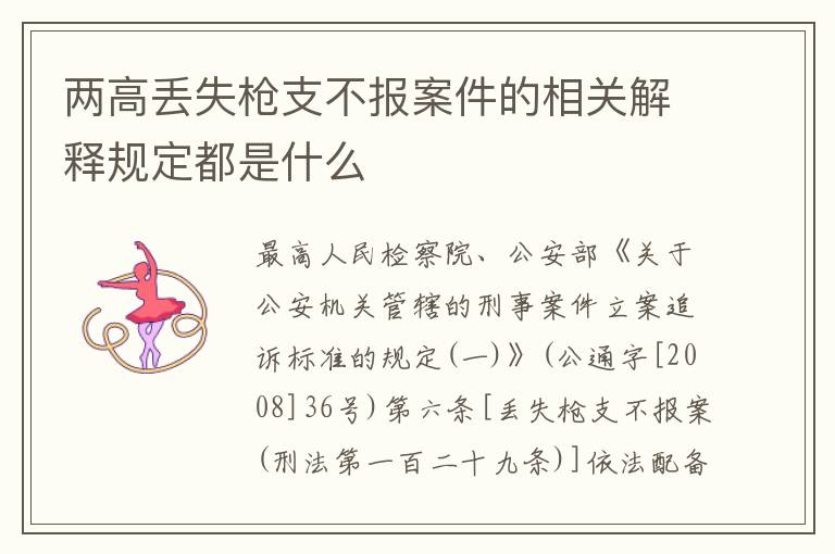两高丢失枪支不报案件的相关解释规定都是什么