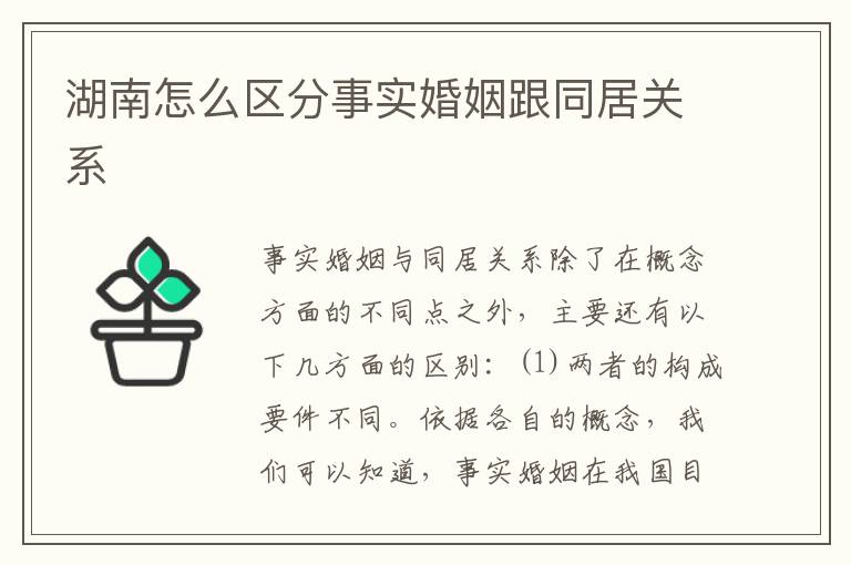 湖南怎么区分事实婚姻跟同居关系