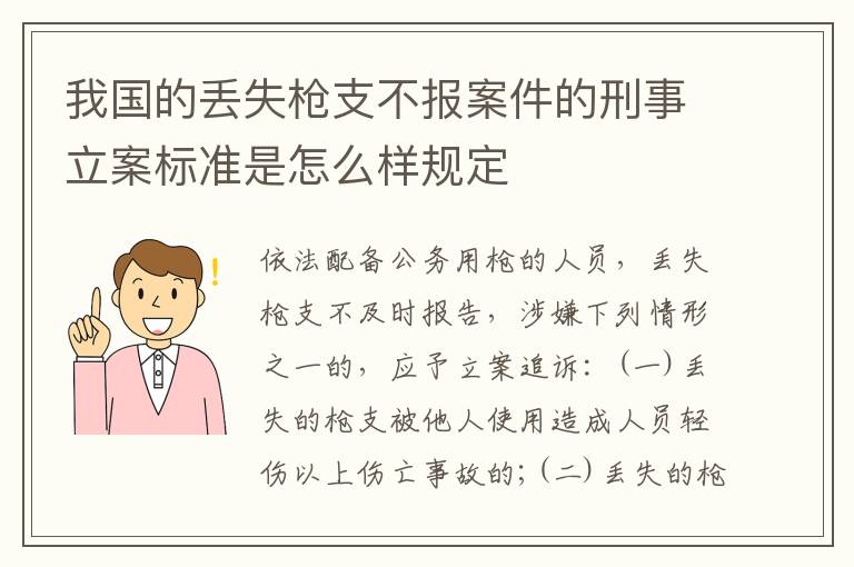 我国的丢失枪支不报案件的刑事立案标准是怎么样规定