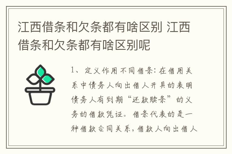 江西借条和欠条都有啥区别 江西借条和欠条都有啥区别呢