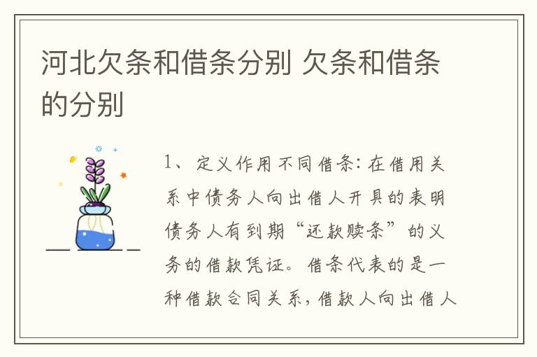 河北欠条和借条分别 欠条和借条的分别