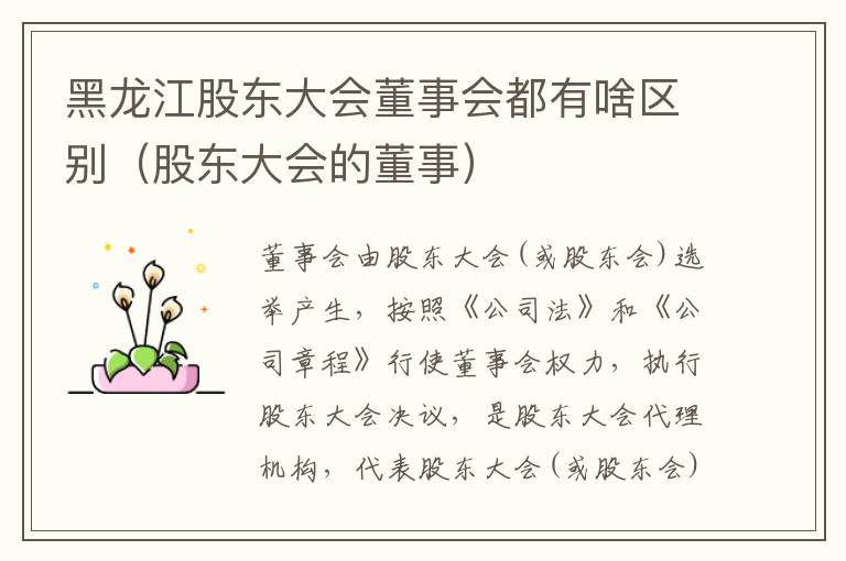 黑龙江股东大会董事会都有啥区别（股东大会的董事）