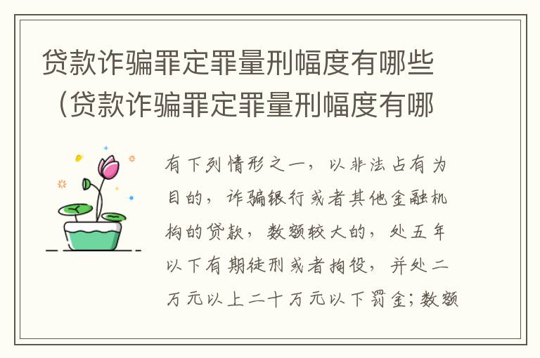 贷款诈骗罪定罪量刑幅度有哪些（贷款诈骗罪定罪量刑幅度有哪些规定）