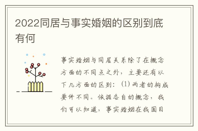 2022同居与事实婚姻的区别到底有何