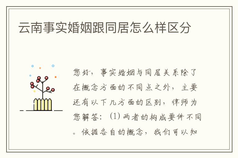 云南事实婚姻跟同居怎么样区分