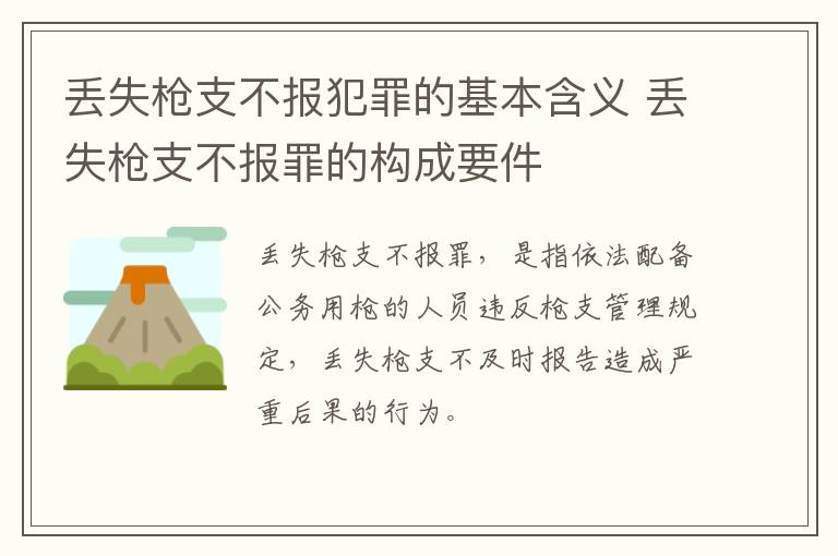丢失枪支不报犯罪的基本含义 丢失枪支不报罪的构成要件
