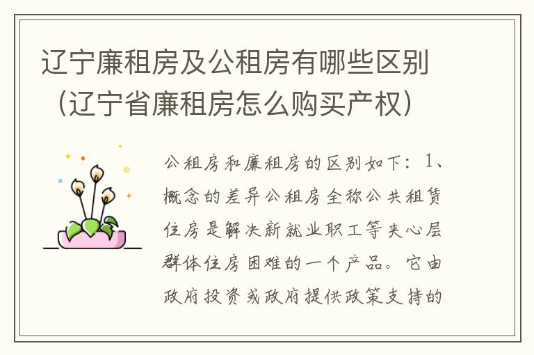 辽宁廉租房及公租房有哪些区别（辽宁省廉租房怎么购买产权）