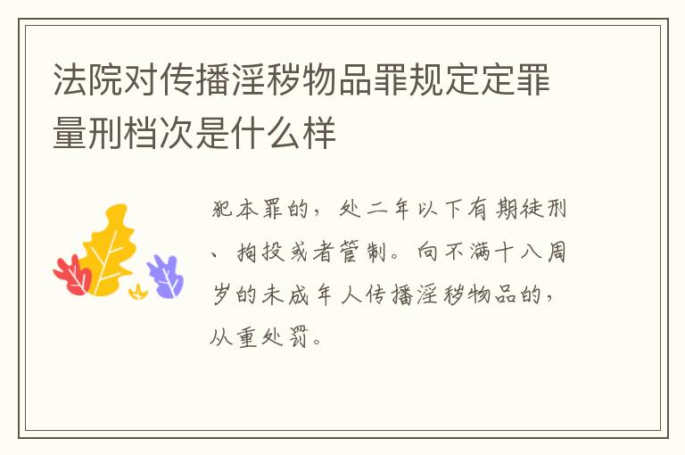 法院对传播淫秽物品罪规定定罪量刑档次是什么样