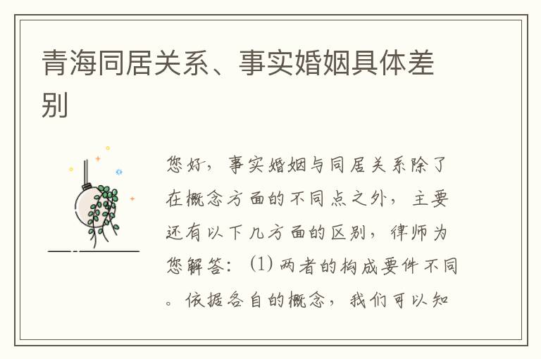 青海同居关系、事实婚姻具体差别