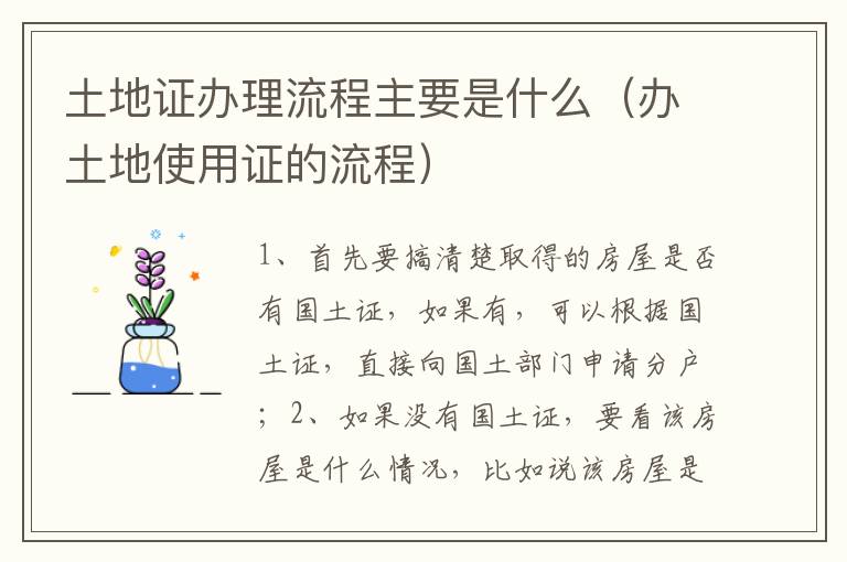 土地证办理流程主要是什么（办土地使用证的流程）