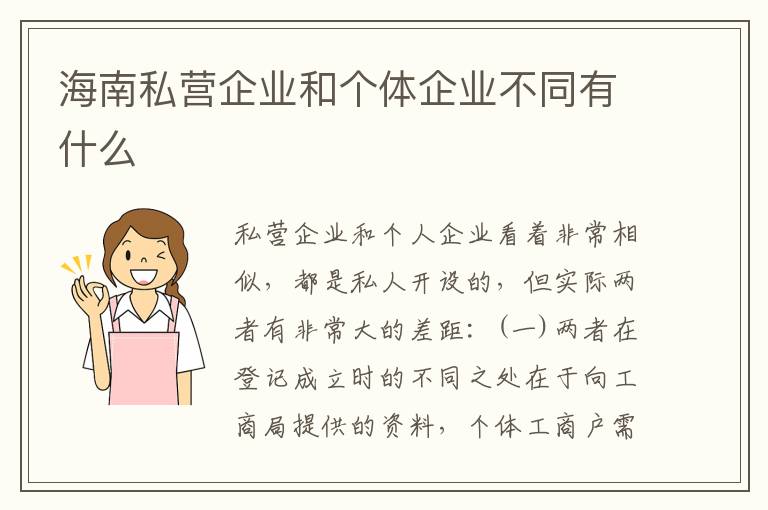 海南私营企业和个体企业不同有什么
