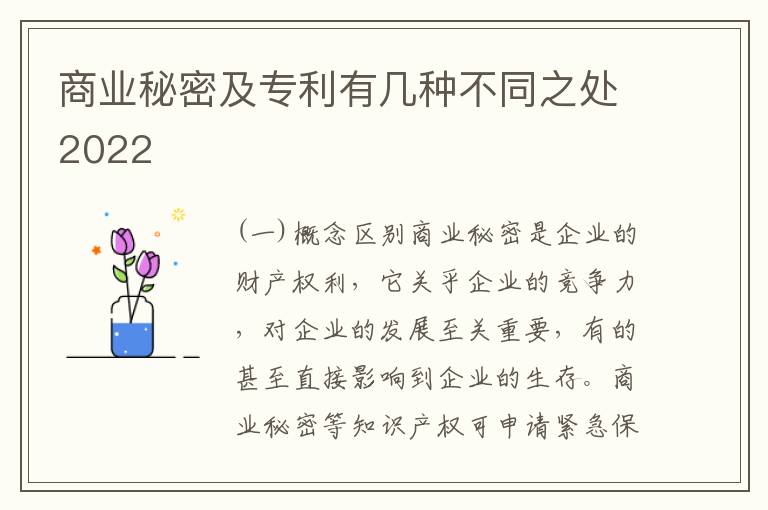 商业秘密及专利有几种不同之处2022