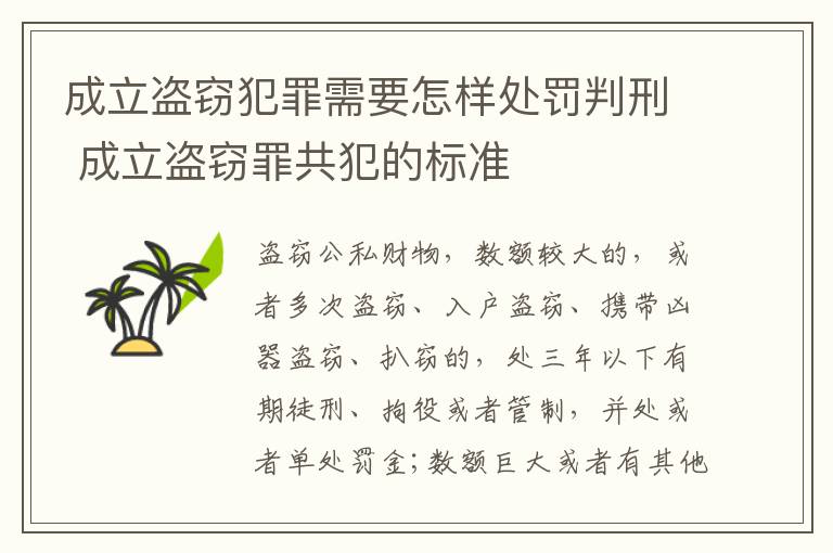 成立盗窃犯罪需要怎样处罚判刑 成立盗窃罪共犯的标准