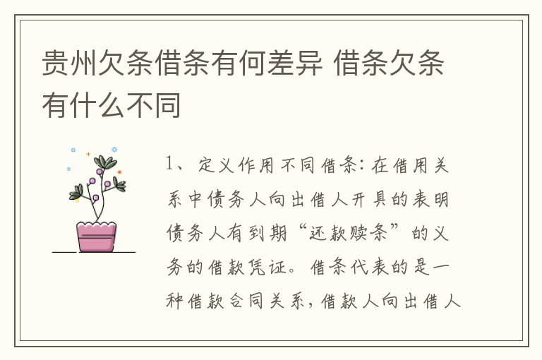 贵州欠条借条有何差异 借条欠条有什么不同