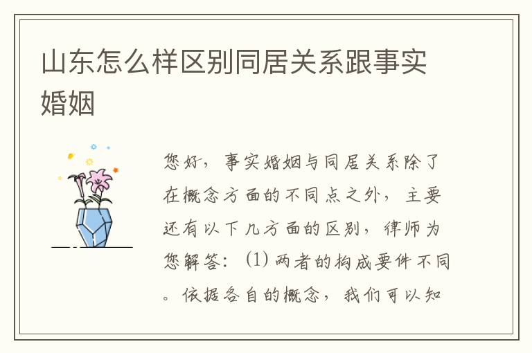山东怎么样区别同居关系跟事实婚姻