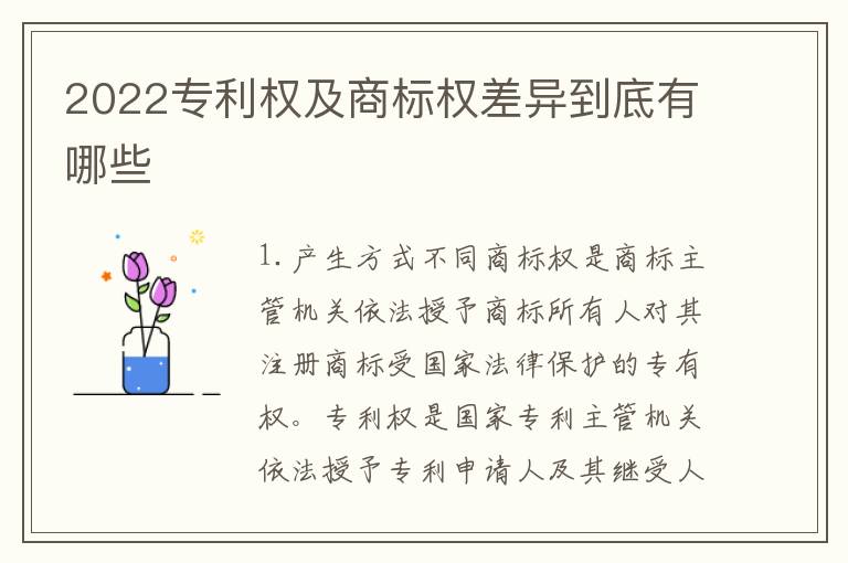 2022专利权及商标权差异到底有哪些