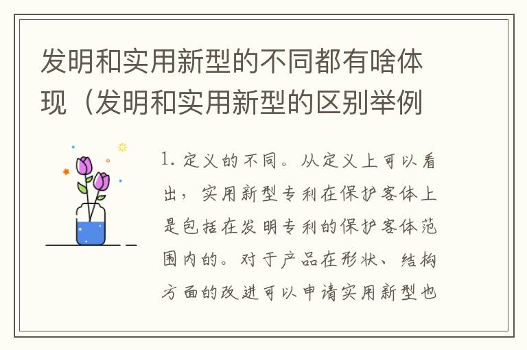 发明和实用新型的不同都有啥体现（发明和实用新型的区别举例）
