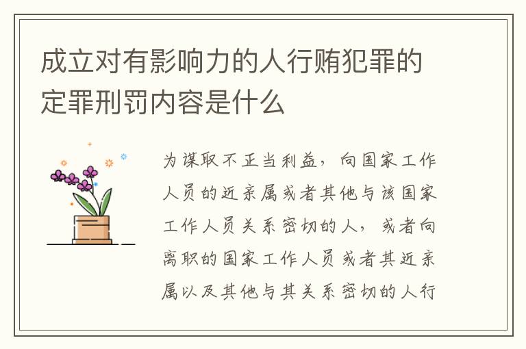 成立对有影响力的人行贿犯罪的定罪刑罚内容是什么