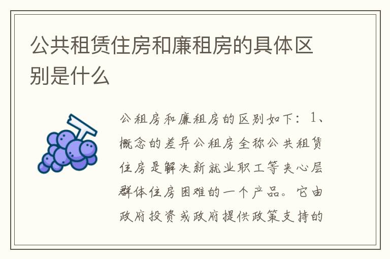 公共租赁住房和廉租房的具体区别是什么