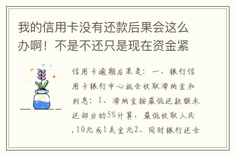我的信用卡没有还款后果会这么办啊！不是不还只是现在资金紧张还不了