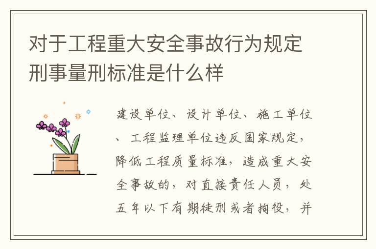 对于工程重大安全事故行为规定刑事量刑标准是什么样