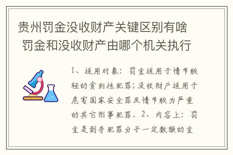 贵州罚金没收财产关键区别有啥 罚金和没收财产由哪个机关执行