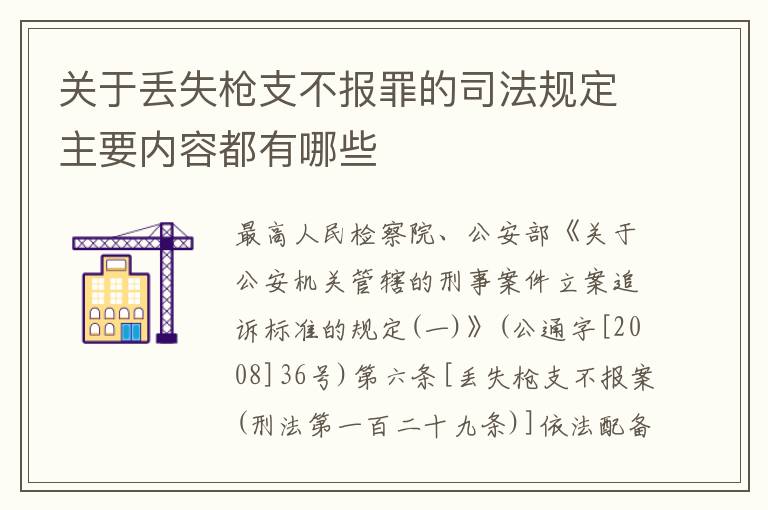 关于丢失枪支不报罪的司法规定主要内容都有哪些