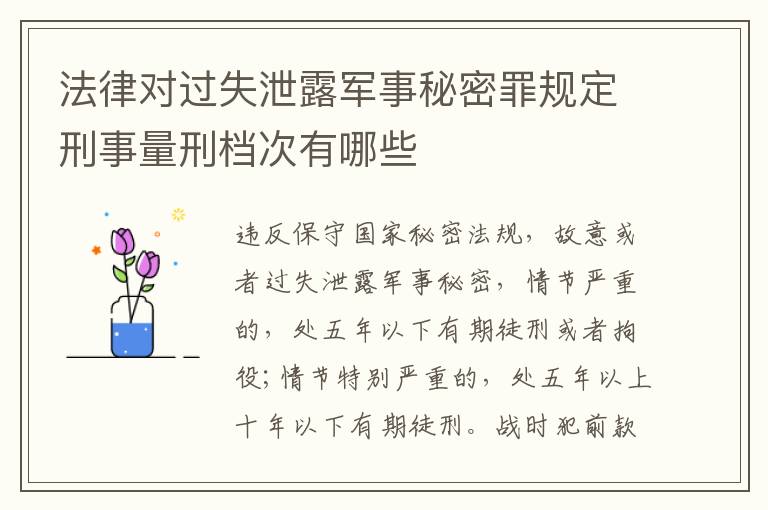 法律对过失泄露军事秘密罪规定刑事量刑档次有哪些
