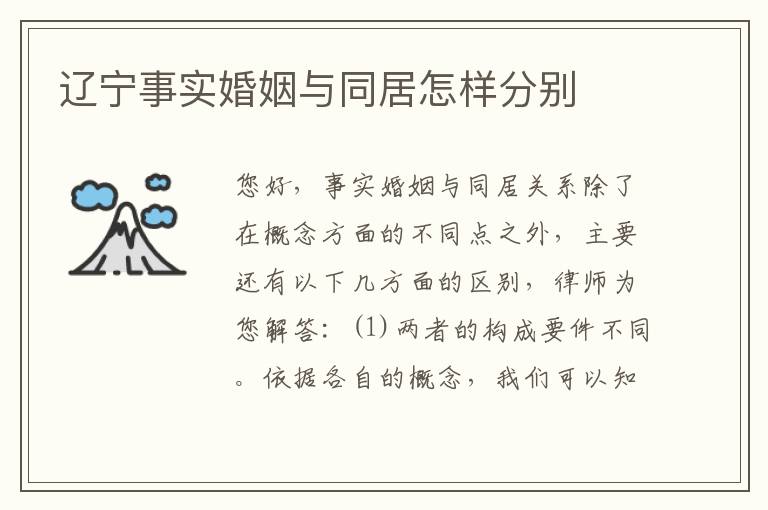 辽宁事实婚姻与同居怎样分别