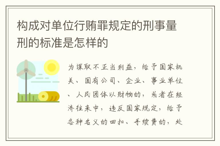 构成对单位行贿罪规定的刑事量刑的标准是怎样的
